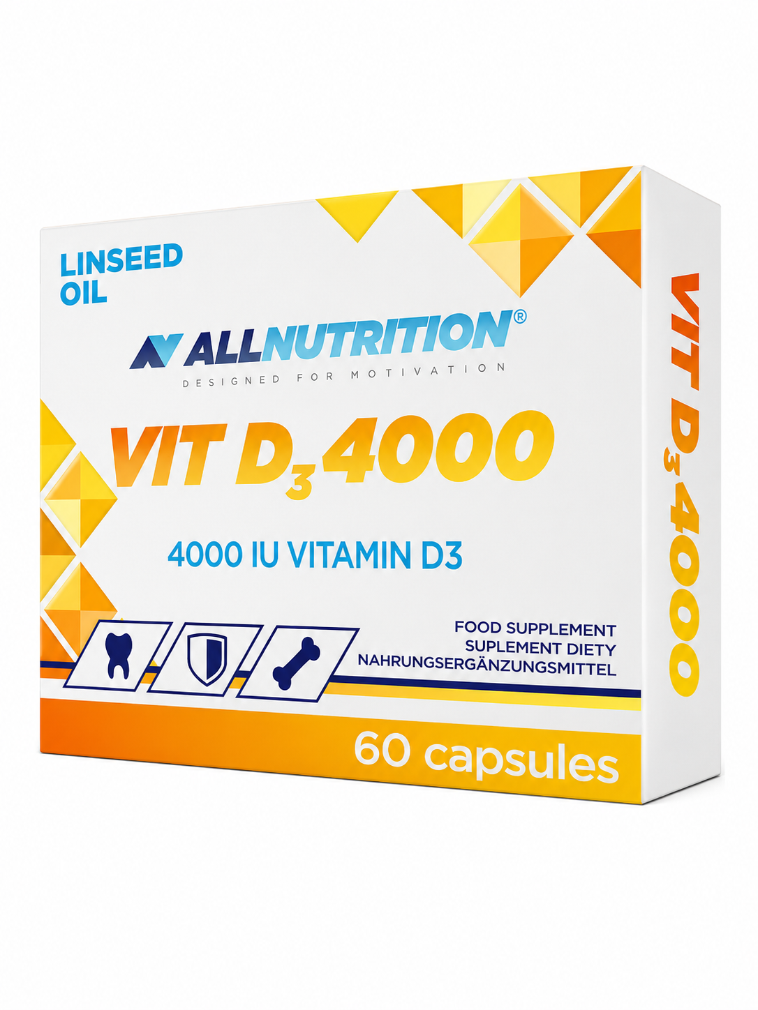 ALLNUTRITION Vitamina D3 4000 IU – 60 Capsule pentru Imunitate, Oase & Mușchi