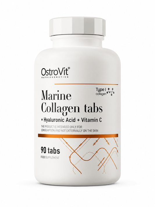 Marine Collagen + Hyaluronic Acid + Vitamina C 120 Capsule OstroVit – Colagen Marin pentru Articulații, Piele și Păr