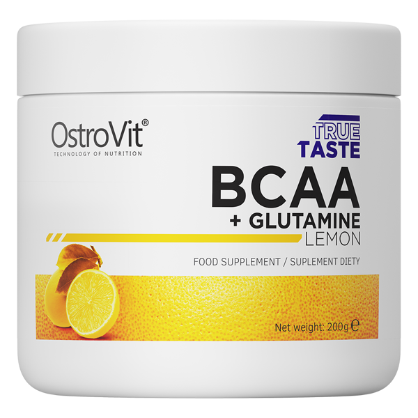 OstroVit BCAA 8:1:1 + Glutamina 200g Portocale – Aminoacizi pentru Masă Musculară, Recuperare & Energie (40 porții)