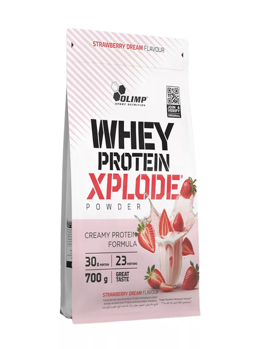 Olimp Sport Nutrition Whey Protein Xplode Powder 700g Căpșuni – Proteină din Zer pentru Masă Musculară și Recuperare